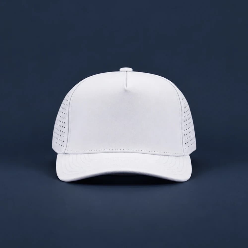 Reel48 Custom Hat No. 1, white sample, front view