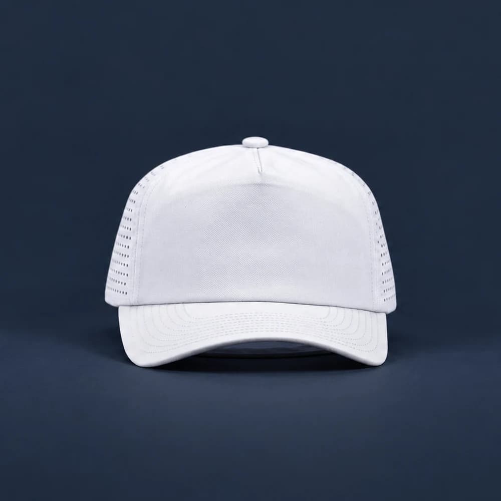 Reel48 Custom Hat No. 3, white sample, front view
